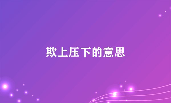 欺上压下的意思