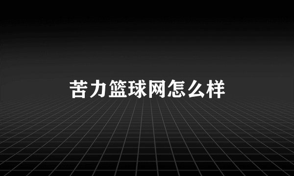 苦力篮球网怎么样