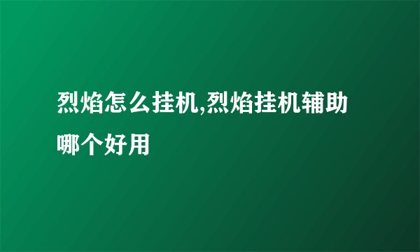 烈焰怎么挂机,烈焰挂机辅助哪个好用