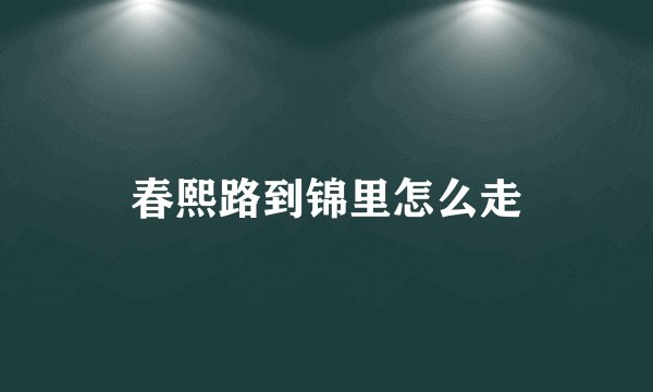春熙路到锦里怎么走