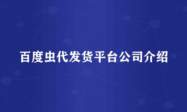 百度虫代发货平台公司介绍