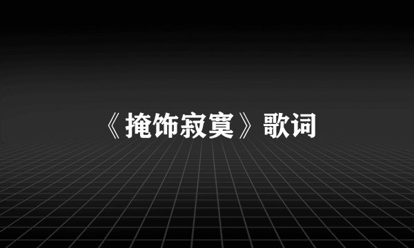 《掩饰寂寞》歌词
