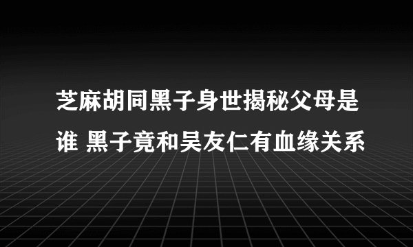 芝麻胡同黑子身世揭秘父母是谁 黑子竟和吴友仁有血缘关系