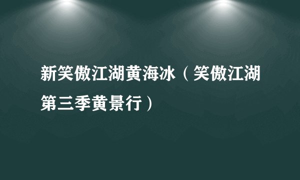 新笑傲江湖黄海冰（笑傲江湖第三季黄景行）