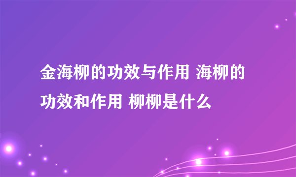 金海柳的功效与作用 海柳的功效和作用 柳柳是什么
