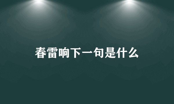 春雷响下一句是什么