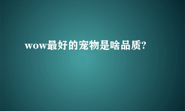 wow最好的宠物是啥品质?