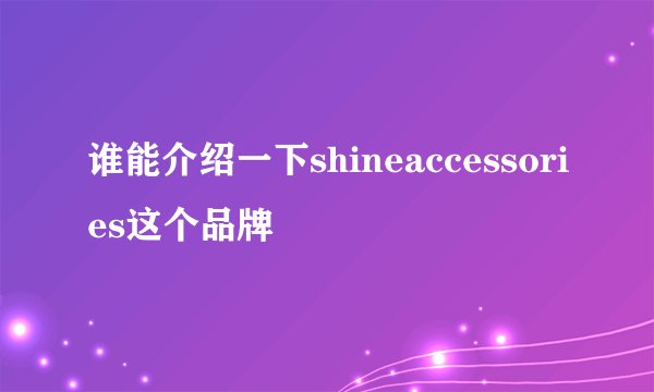 谁能介绍一下shineaccessories这个品牌
