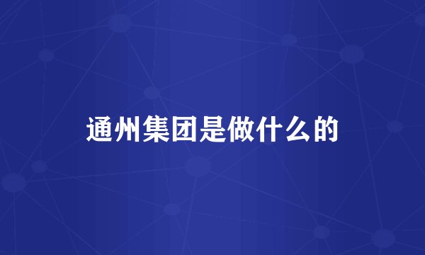 通州集团是做什么的