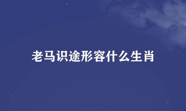 老马识途形容什么生肖