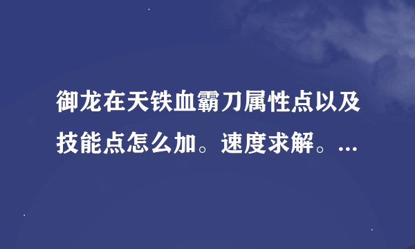御龙在天铁血霸刀属性点以及技能点怎么加。速度求解。铁血高手快来啊？