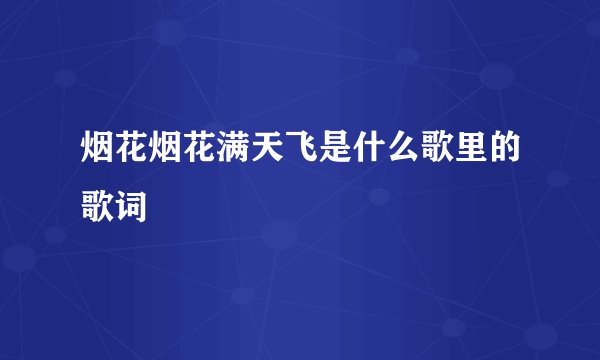 烟花烟花满天飞是什么歌里的歌词