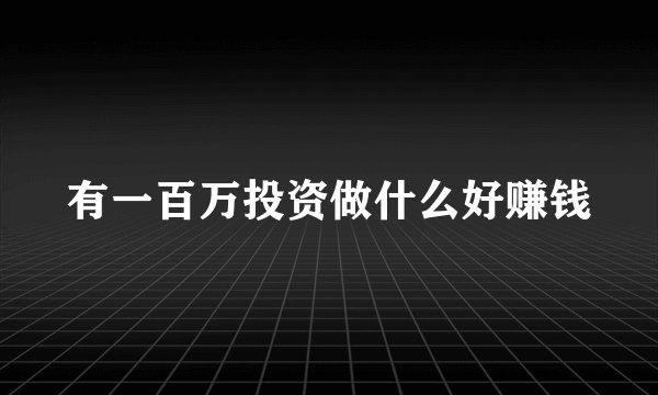 有一百万投资做什么好赚钱