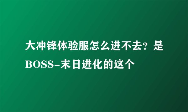大冲锋体验服怎么进不去？是BOSS-末日进化的这个