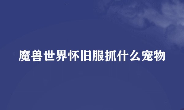 魔兽世界怀旧服抓什么宠物