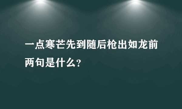 一点寒芒先到随后枪出如龙前两句是什么?