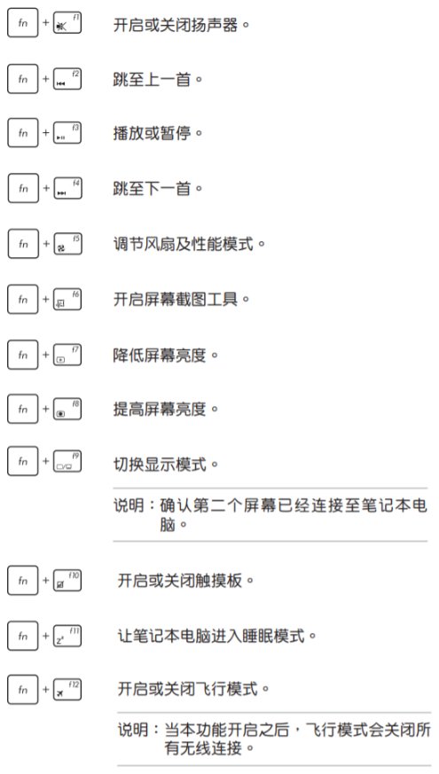华硕笔记本快捷键大全 那位有啊