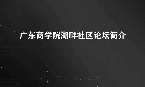 广东商学院湖畔社区论坛简介