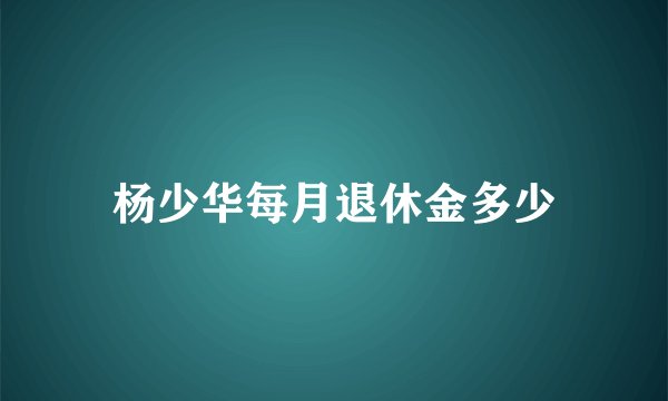 杨少华每月退休金多少