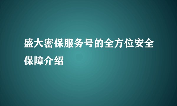 盛大密保服务号的全方位安全保障介绍