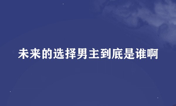 未来的选择男主到底是谁啊