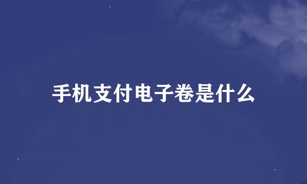 手机支付电子卷是什么