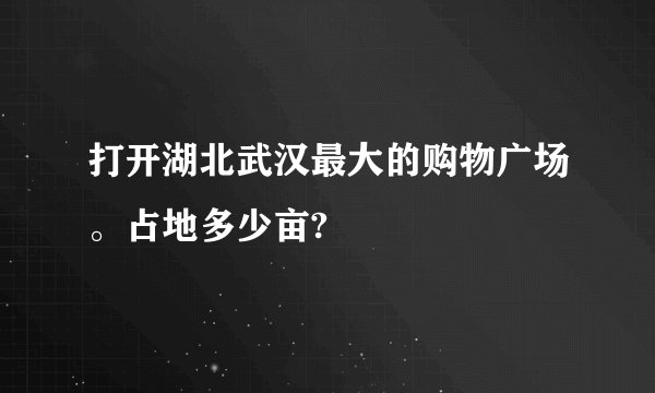 打开湖北武汉最大的购物广场。占地多少亩?