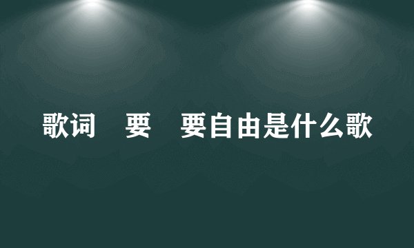 歌词 要 要自由是什么歌