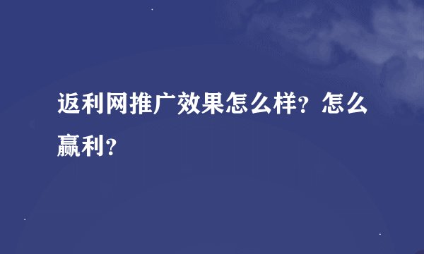 返利网推广效果怎么样？怎么赢利？