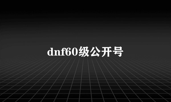 dnf60级公开号