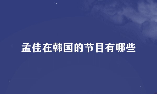 孟佳在韩国的节目有哪些