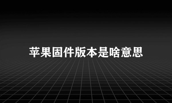 苹果固件版本是啥意思