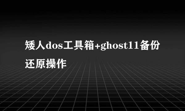 矮人dos工具箱+ghost11备份还原操作