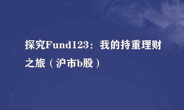 探究Fund123：我的持重理财之旅（沪市b股）