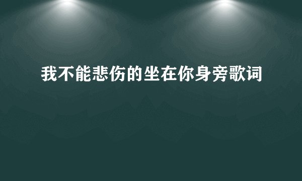 我不能悲伤的坐在你身旁歌词