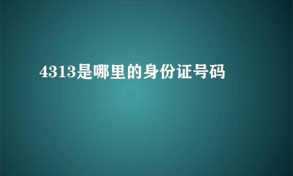 4313是哪里的身份证号码