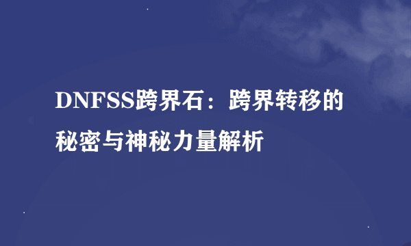 DNFSS跨界石：跨界转移的秘密与神秘力量解析