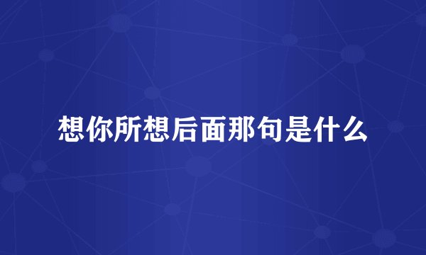 想你所想后面那句是什么