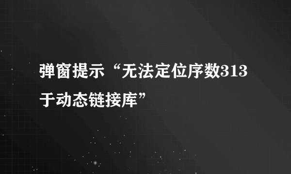 弹窗提示“无法定位序数313于动态链接库”