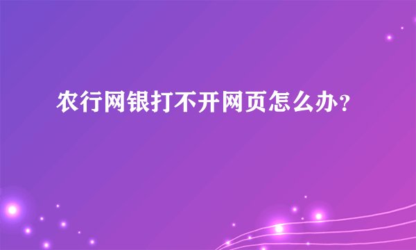 农行网银打不开网页怎么办？