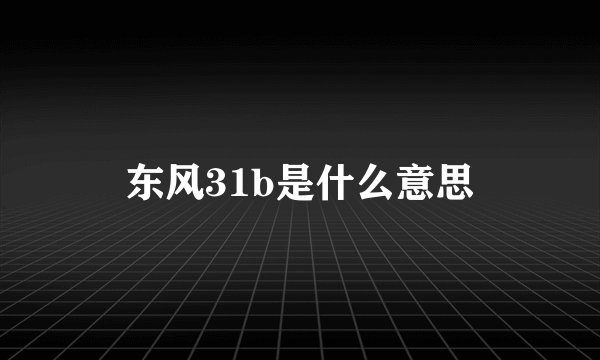 东风31b是什么意思