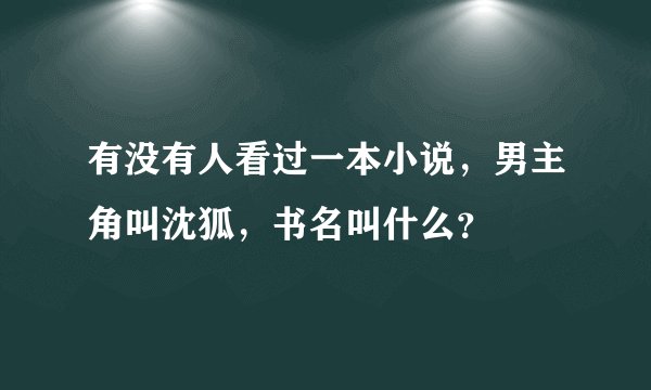 有没有人看过一本小说，男主角叫沈狐，书名叫什么？