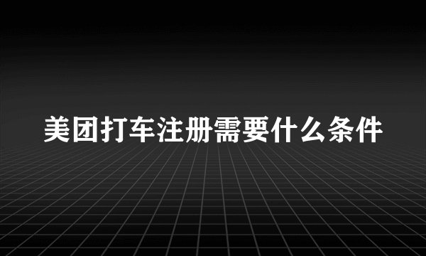 美团打车注册需要什么条件