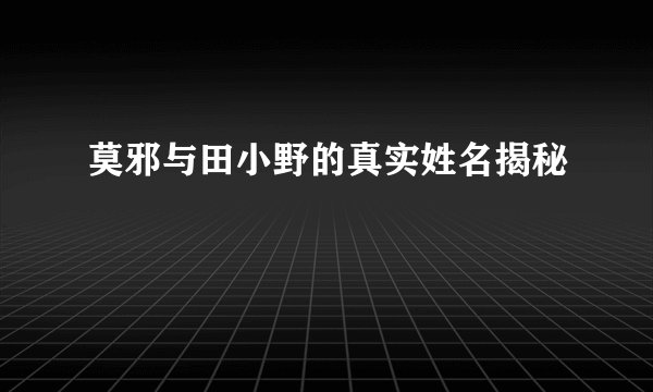 莫邪与田小野的真实姓名揭秘