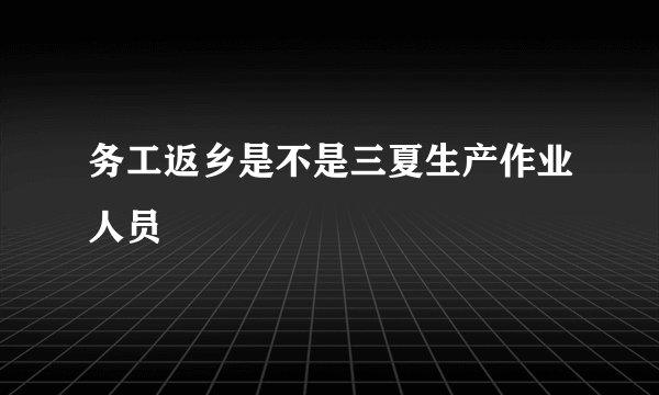 务工返乡是不是三夏生产作业人员
