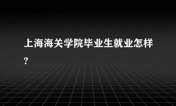上海海关学院毕业生就业怎样?
