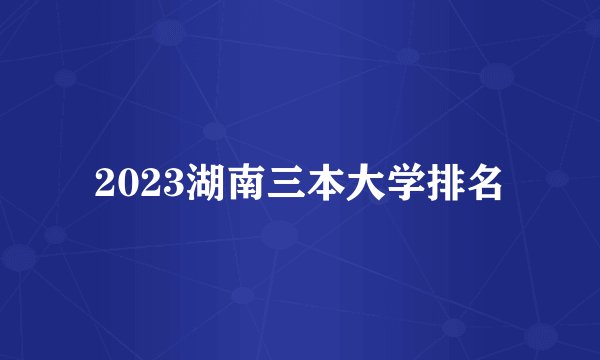 2023湖南三本大学排名