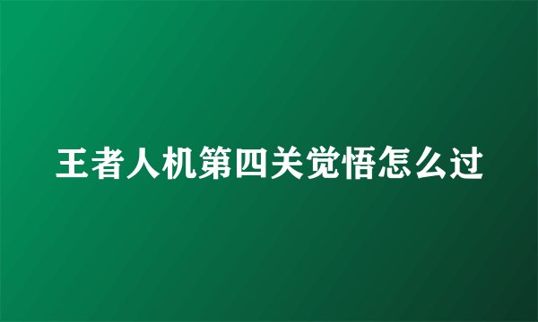 王者人机第四关觉悟怎么过