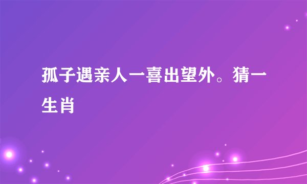 孤子遇亲人一喜出望外。猜一生肖