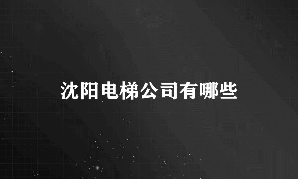 沈阳电梯公司有哪些
